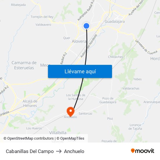 Cabanillas Del Campo to Anchuelo map
