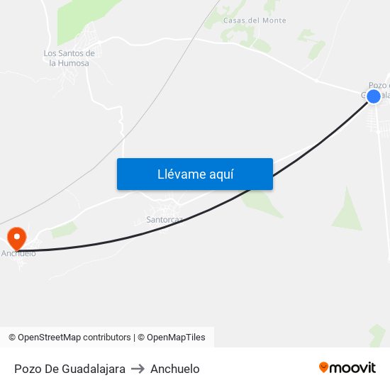 Pozo De Guadalajara to Anchuelo map