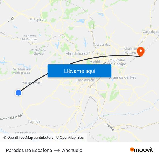 Paredes De Escalona to Anchuelo map