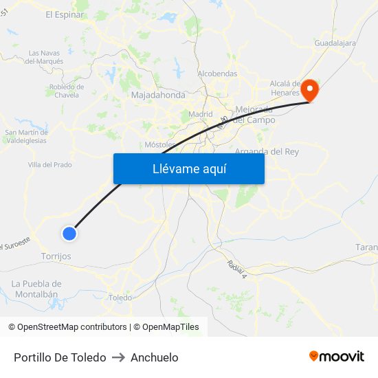 Portillo De Toledo to Anchuelo map