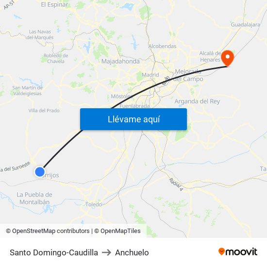 Santo Domingo-Caudilla to Anchuelo map