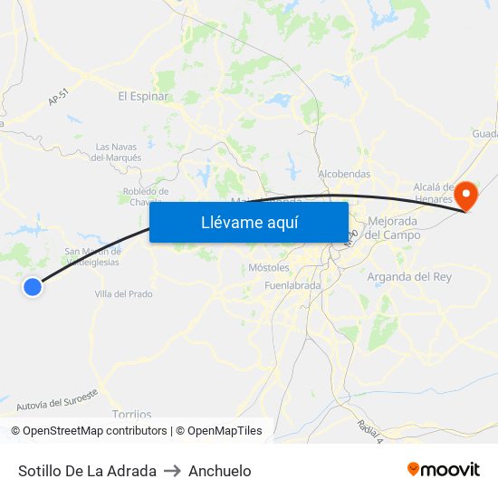 Sotillo De La Adrada to Anchuelo map