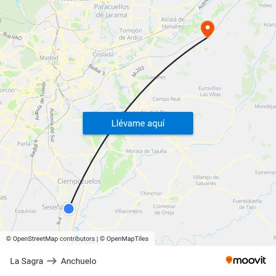 La Sagra to Anchuelo map