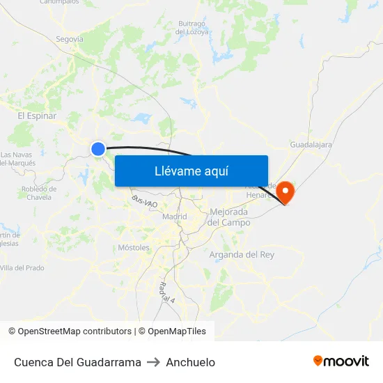 Cuenca Del Guadarrama to Anchuelo map