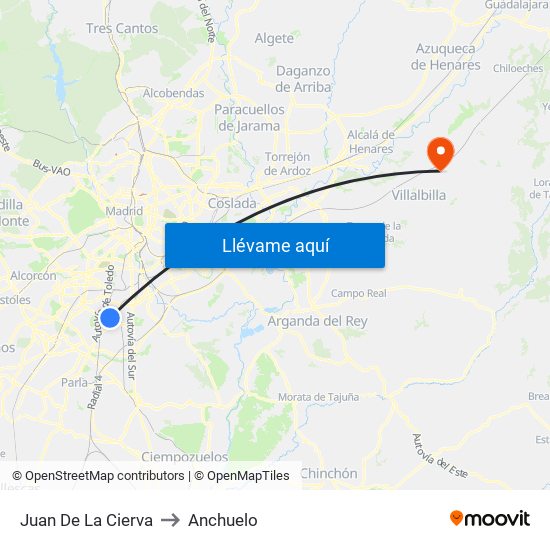 Juan De La Cierva to Anchuelo map