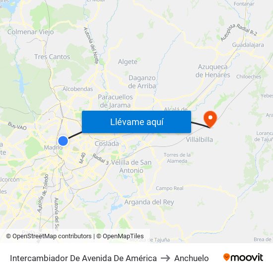 Intercambiador De Avenida De América to Anchuelo map