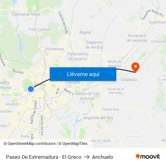 Paseo De Extremadura - El Greco to Anchuelo map