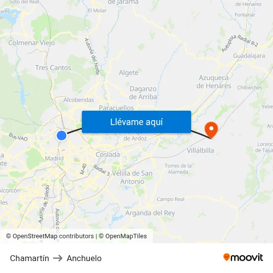Chamartín to Anchuelo map