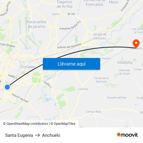 Santa Eugenia to Anchuelo map