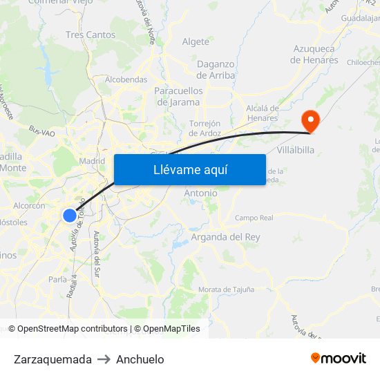 Zarzaquemada to Anchuelo map
