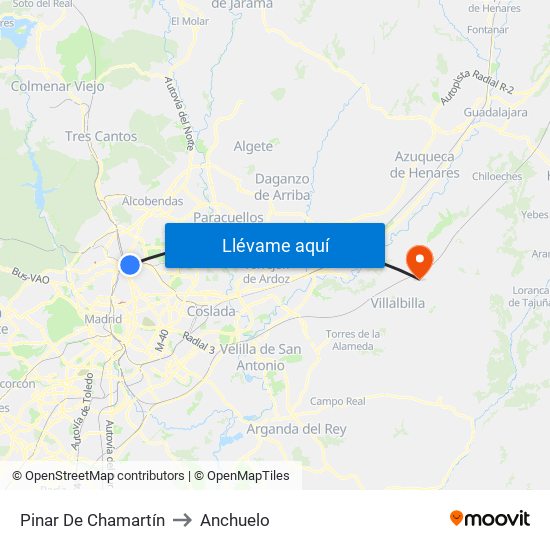 Pinar De Chamartín to Anchuelo map