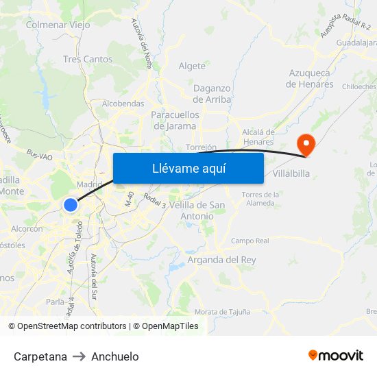 Carpetana to Anchuelo map