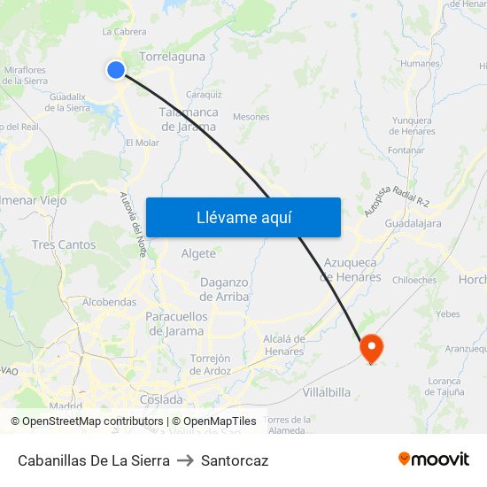 Cabanillas De La Sierra to Santorcaz map