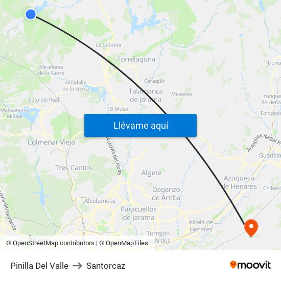 Pinilla Del Valle to Santorcaz map