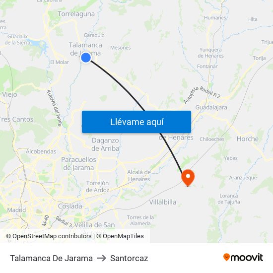 Talamanca De Jarama to Santorcaz map