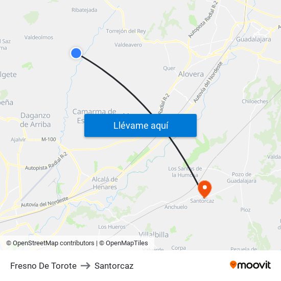 Fresno De Torote to Santorcaz map