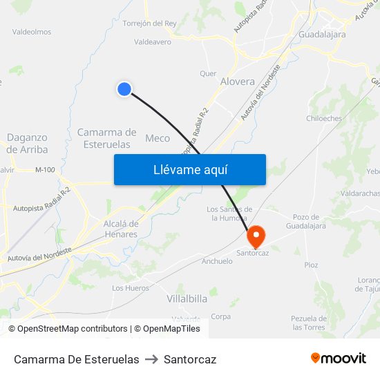 Camarma De Esteruelas to Santorcaz map