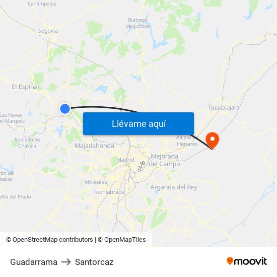 Guadarrama to Santorcaz map