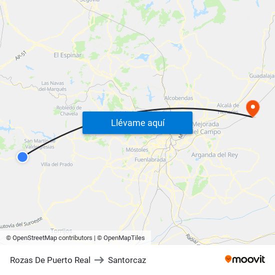 Rozas De Puerto Real to Santorcaz map