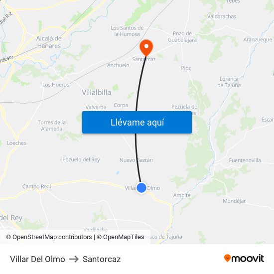 Villar Del Olmo to Santorcaz map