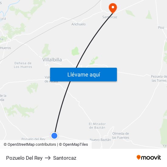 Pozuelo Del Rey to Santorcaz map