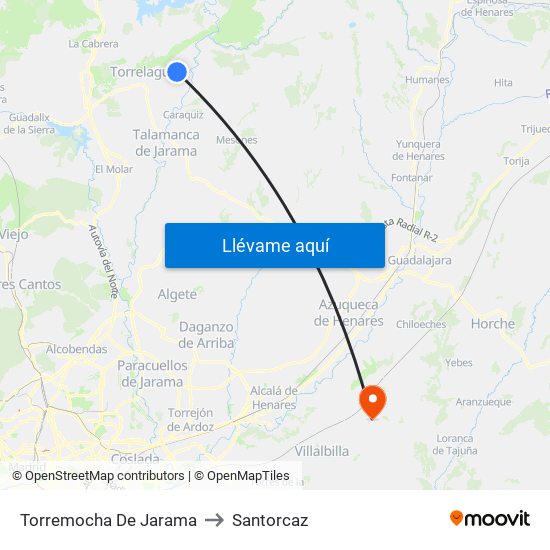 Torremocha De Jarama to Santorcaz map