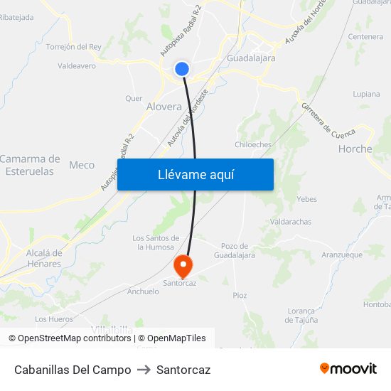 Cabanillas Del Campo to Santorcaz map