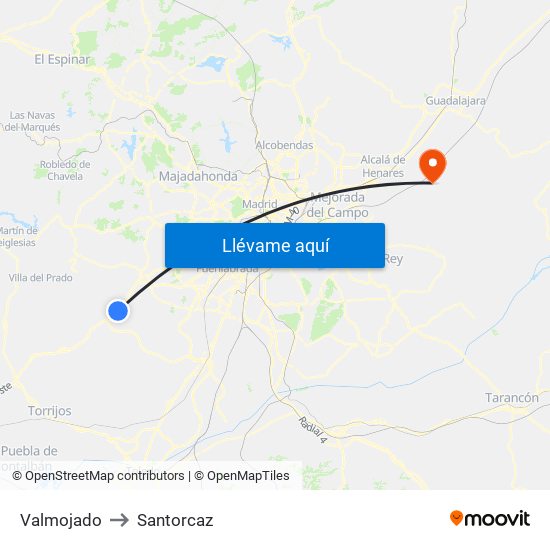 Valmojado to Santorcaz map