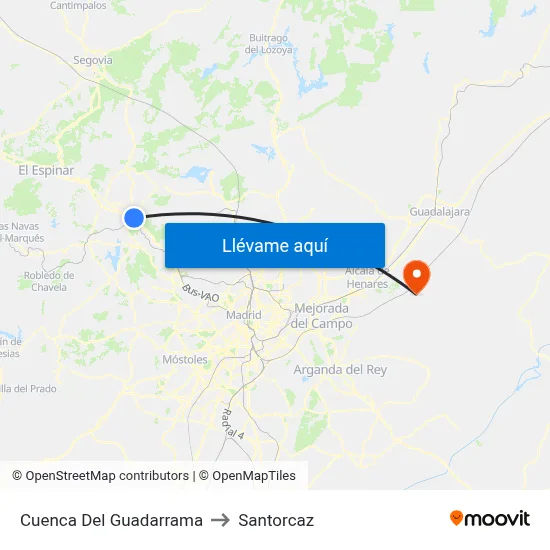 Cuenca Del Guadarrama to Santorcaz map