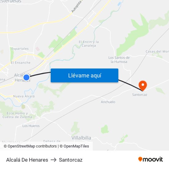 Alcalá De Henares to Santorcaz map