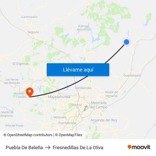 Puebla De Beleña to Fresnedillas De La Oliva map