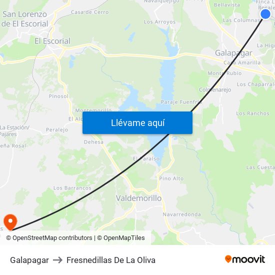Galapagar to Fresnedillas De La Oliva map