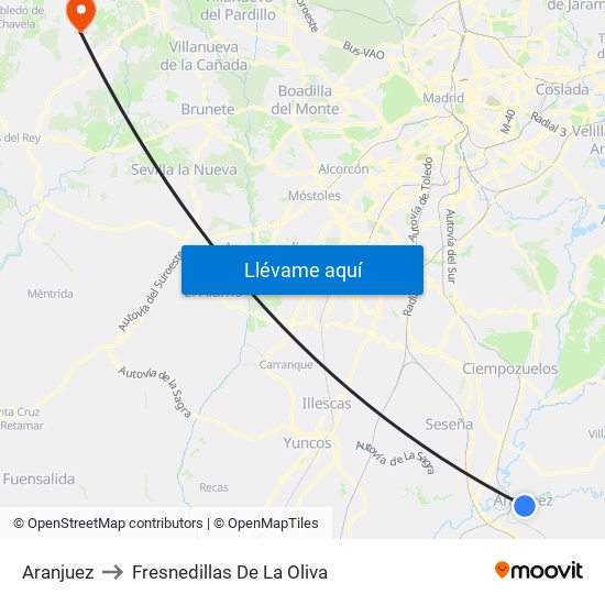 Aranjuez to Fresnedillas De La Oliva map