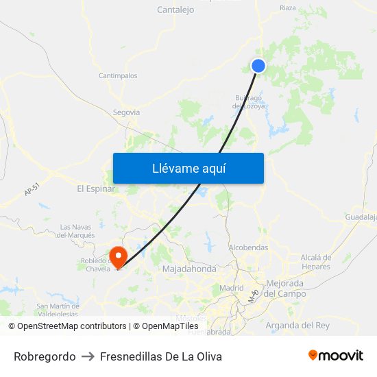 Robregordo to Fresnedillas De La Oliva map