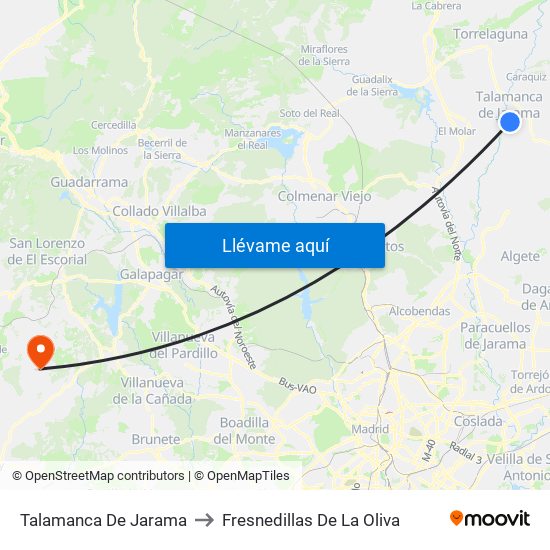Talamanca De Jarama to Fresnedillas De La Oliva map