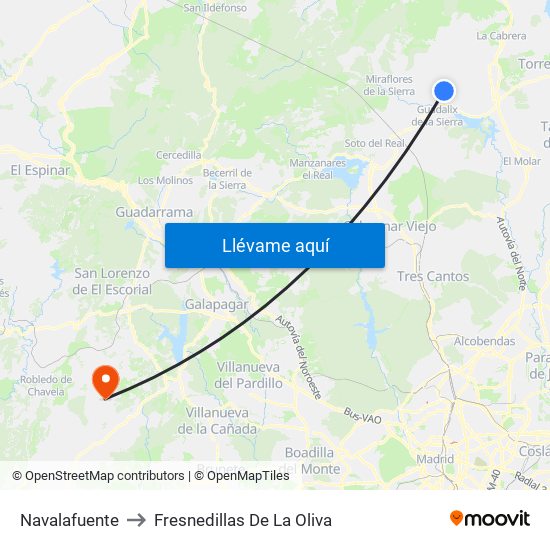 Navalafuente to Fresnedillas De La Oliva map