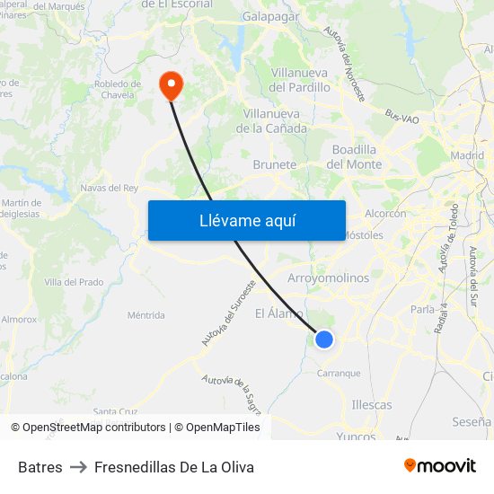 Batres to Fresnedillas De La Oliva map