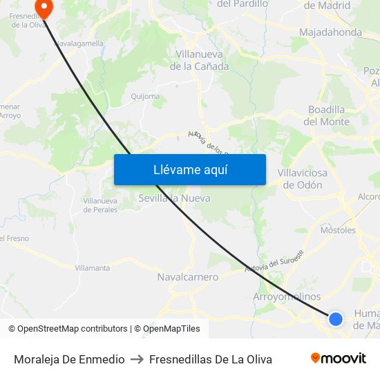 Moraleja De Enmedio to Fresnedillas De La Oliva map
