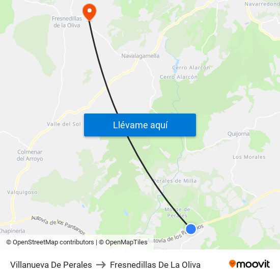 Villanueva De Perales to Fresnedillas De La Oliva map
