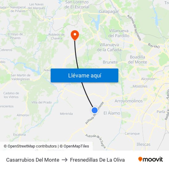 Casarrubios Del Monte to Fresnedillas De La Oliva map