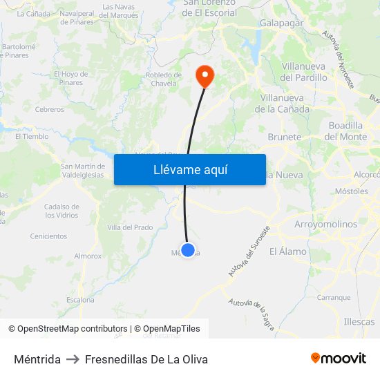 Méntrida to Fresnedillas De La Oliva map