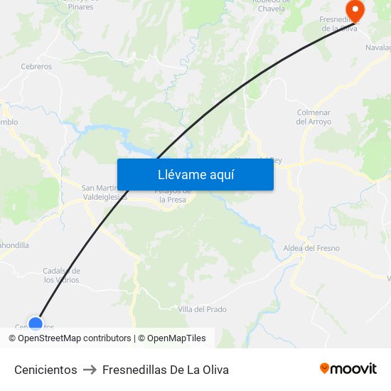 Cenicientos to Fresnedillas De La Oliva map
