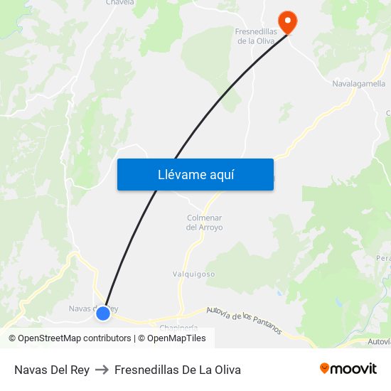 Navas Del Rey to Fresnedillas De La Oliva map