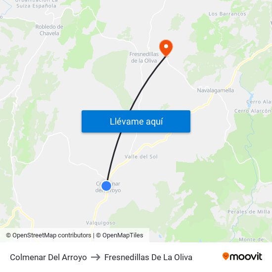 Colmenar Del Arroyo to Fresnedillas De La Oliva map
