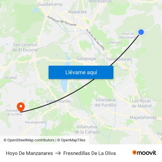 Hoyo De Manzanares to Fresnedillas De La Oliva map