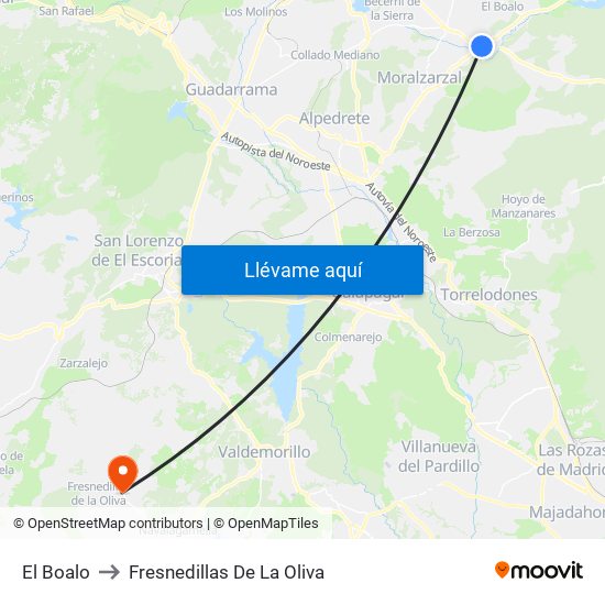 El Boalo to Fresnedillas De La Oliva map