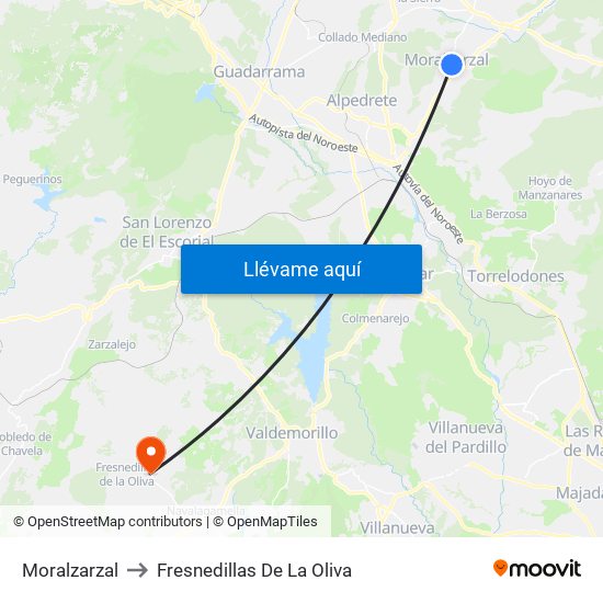 Moralzarzal to Fresnedillas De La Oliva map