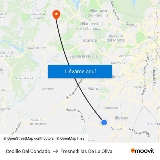 Cedillo Del Condado to Fresnedillas De La Oliva map