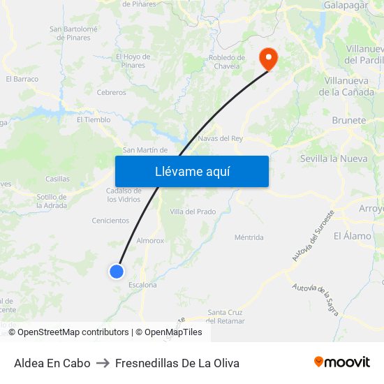 Aldea En Cabo to Fresnedillas De La Oliva map