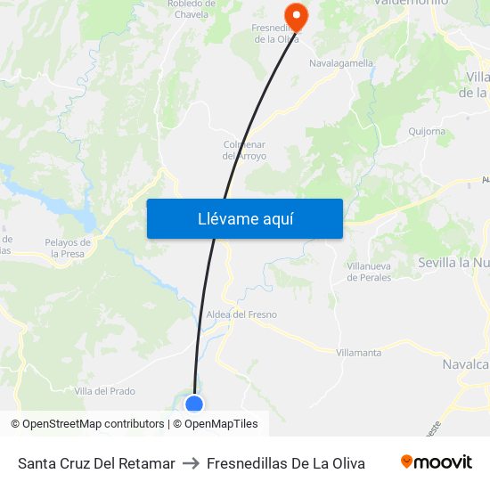 Santa Cruz Del Retamar to Fresnedillas De La Oliva map